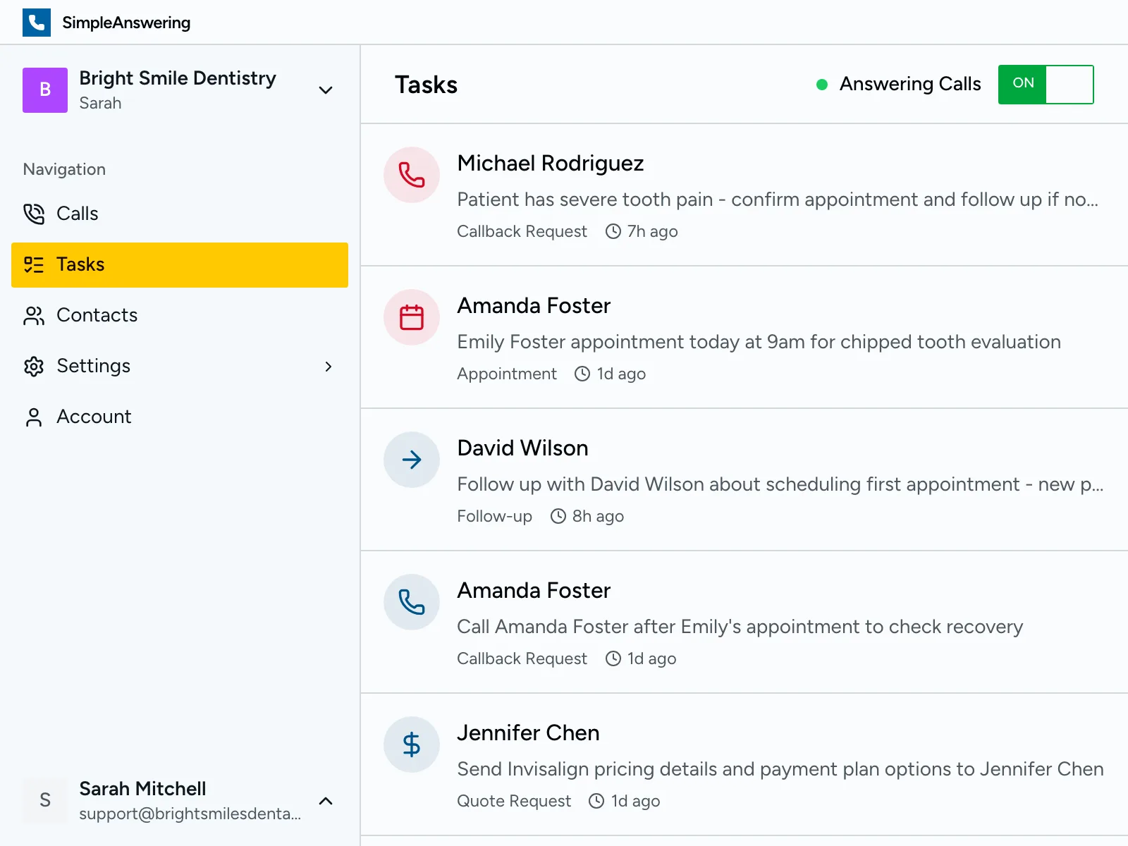 Action items with urgency flags