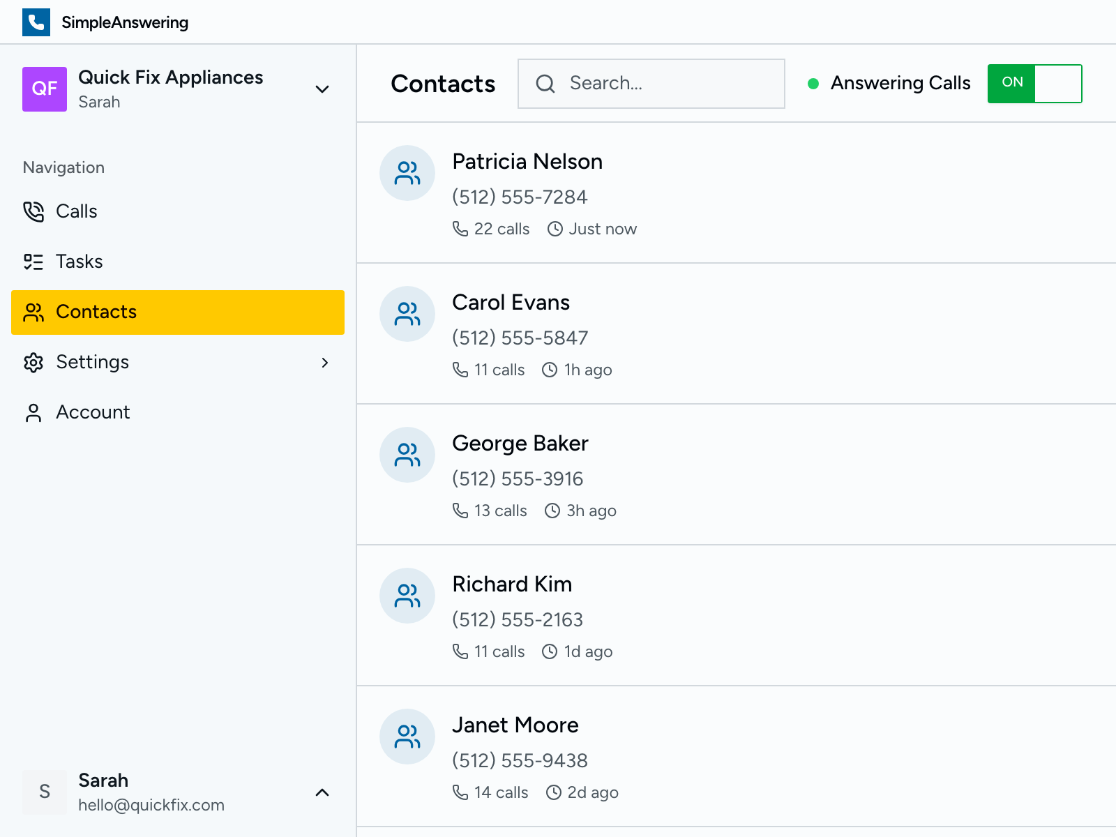 Detailed view of a service call with appliance information