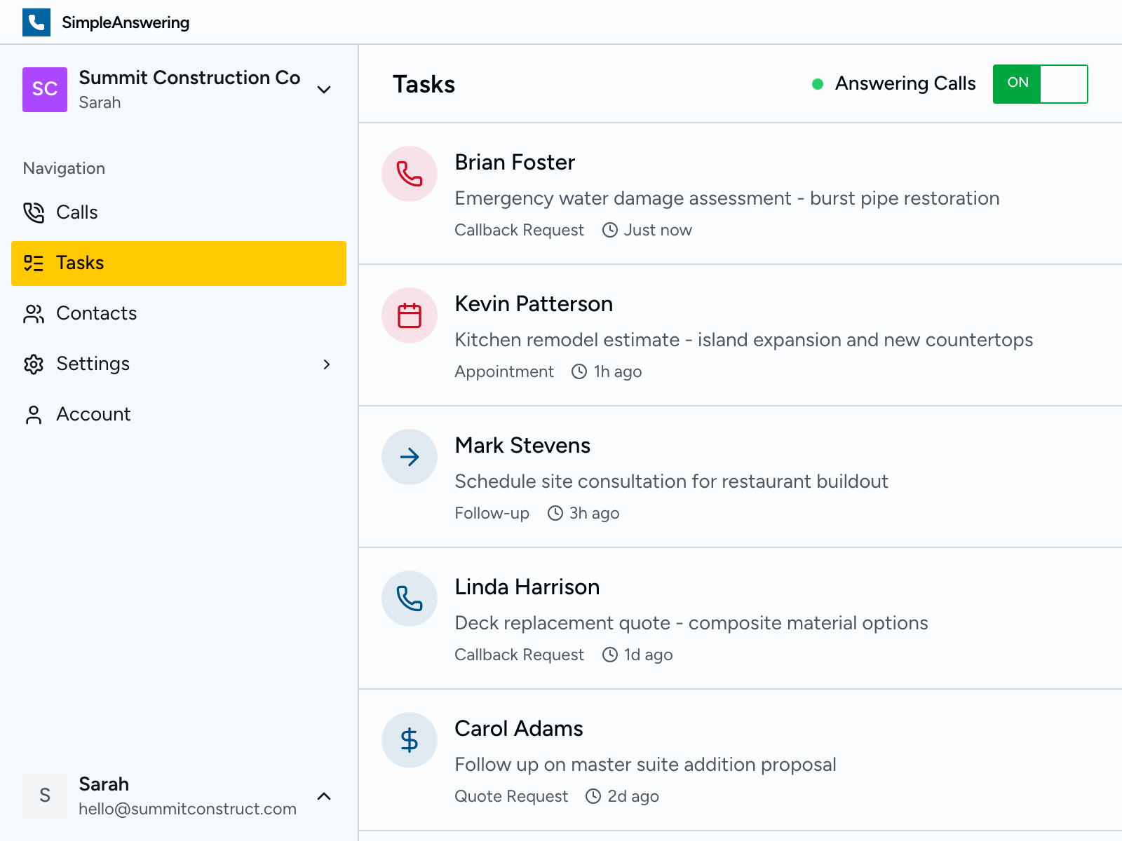 Action items with urgency flags