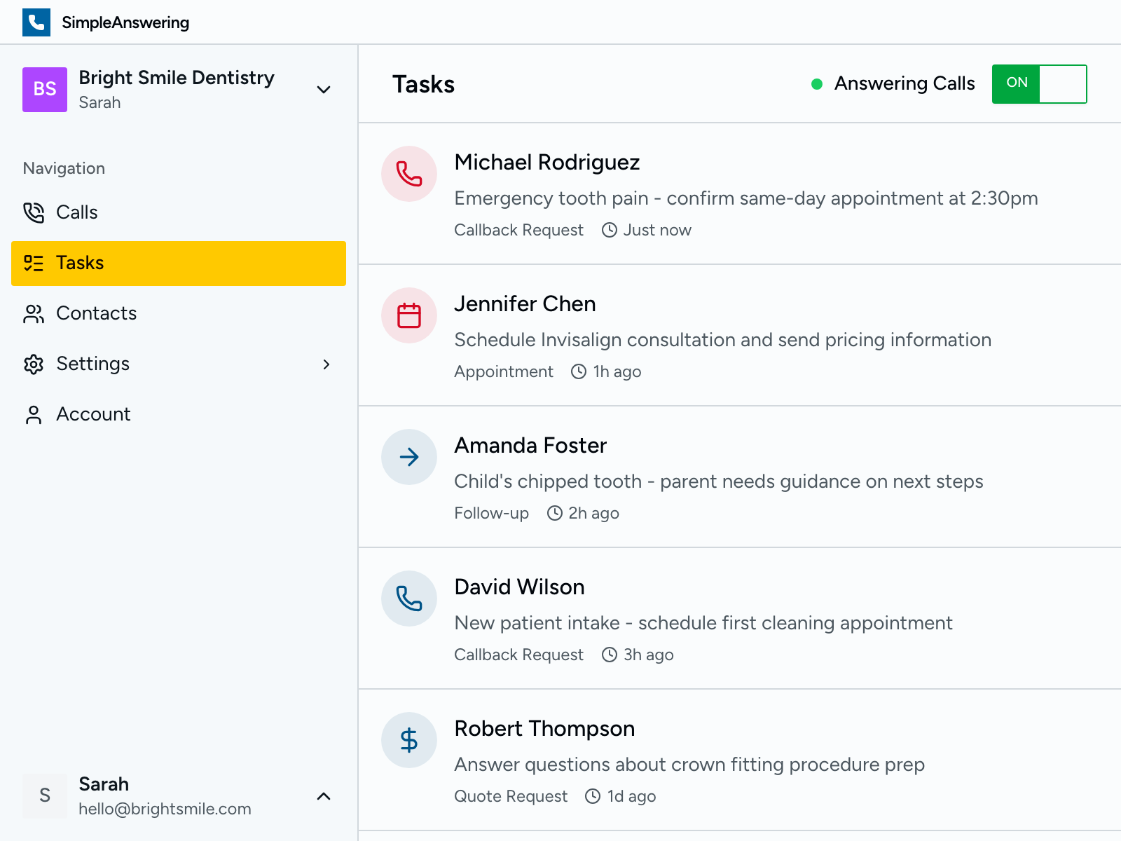 Action items with urgency flags