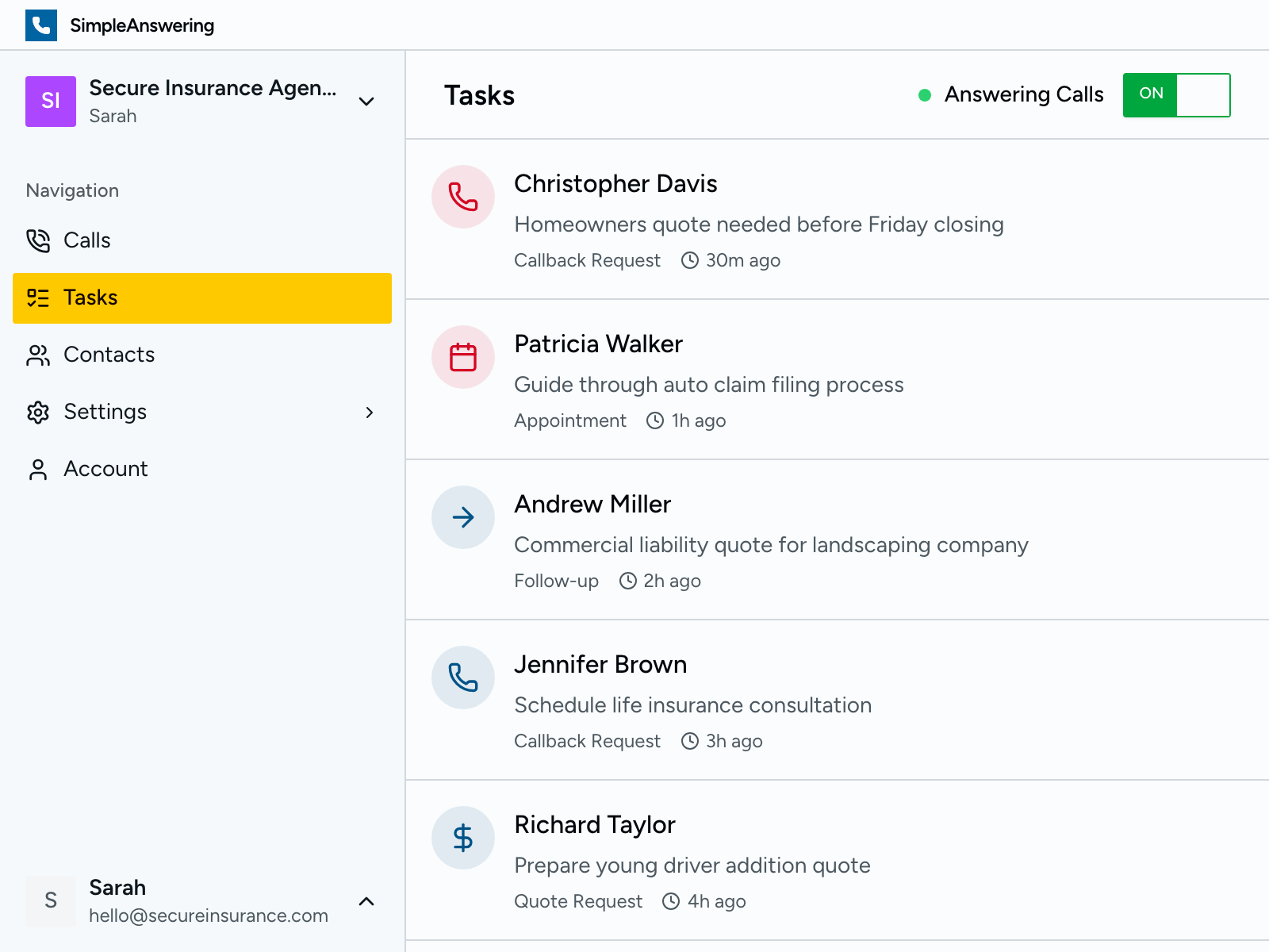 Action items with urgency flags