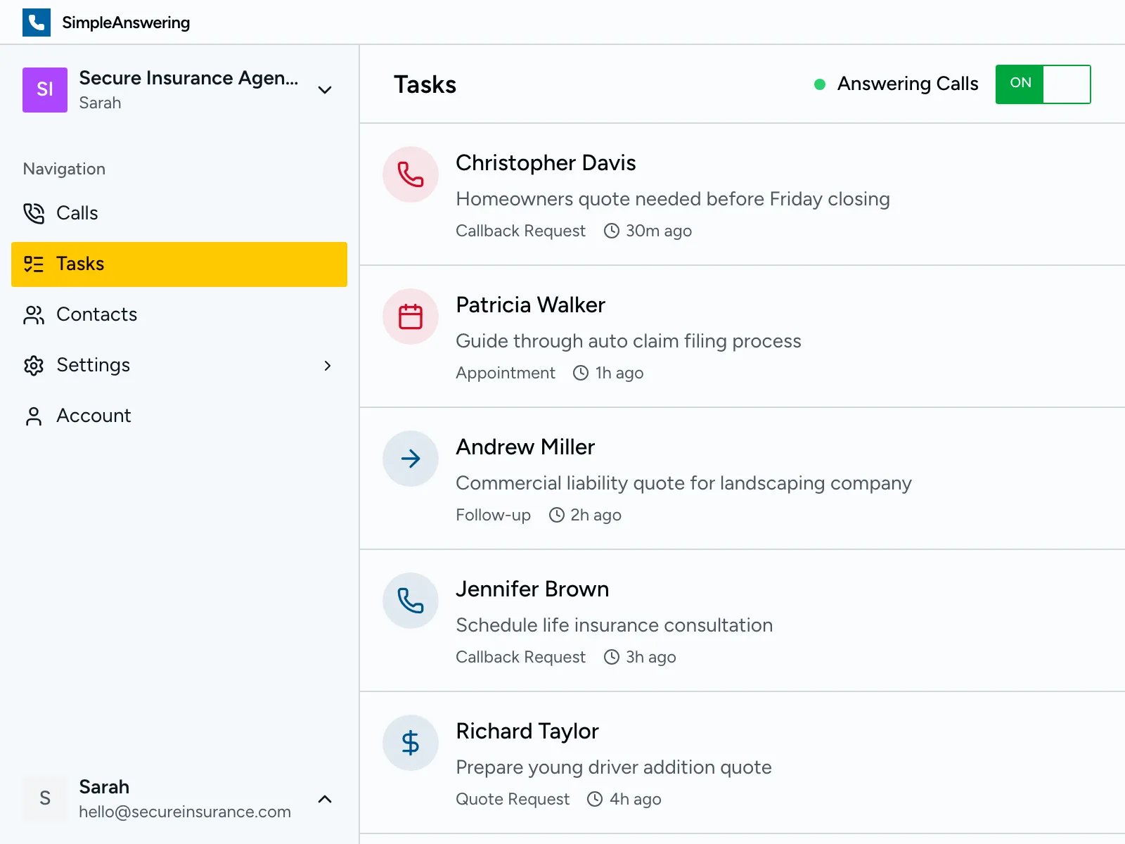Action items with urgency flags