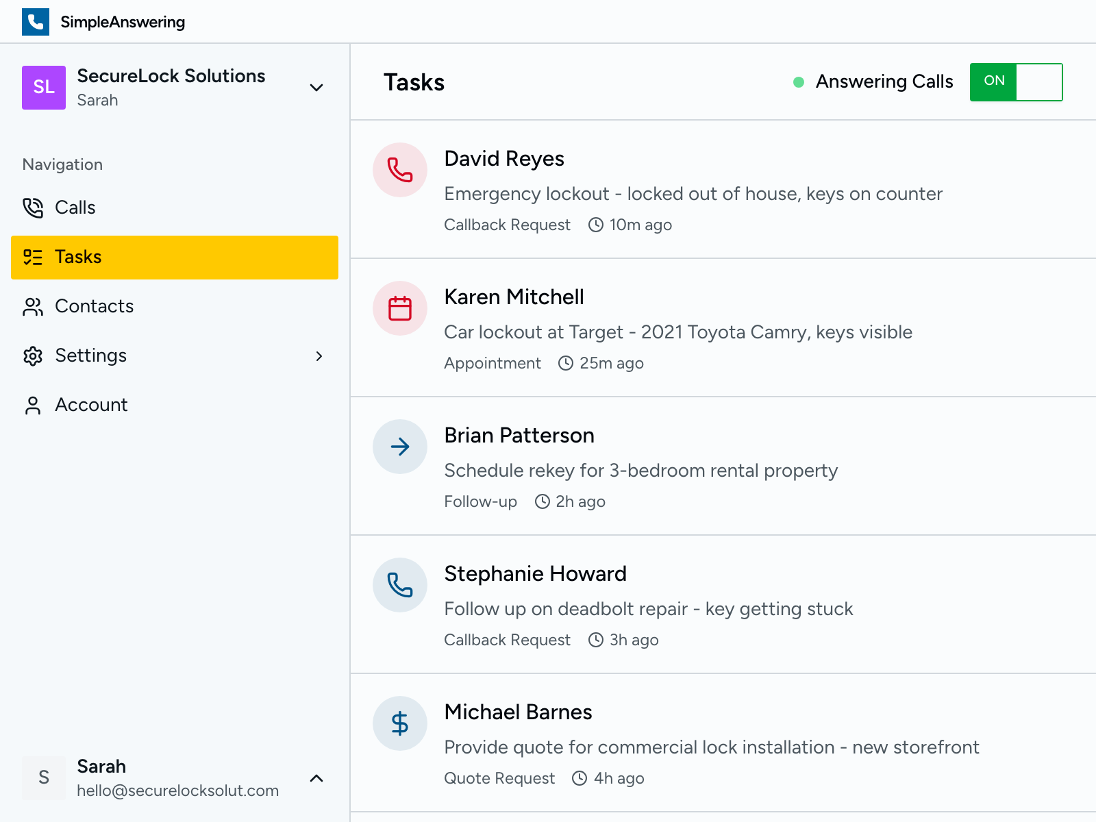Action items with urgency flags