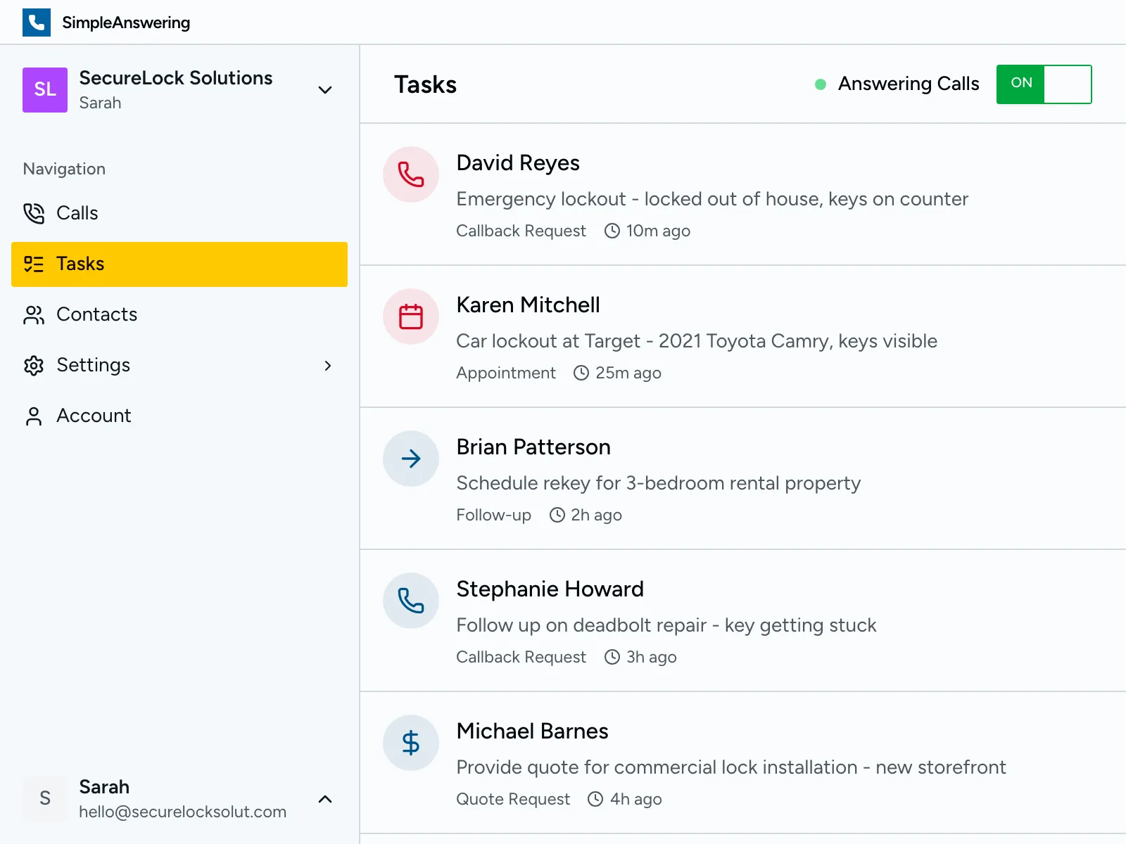 Action items with urgency flags