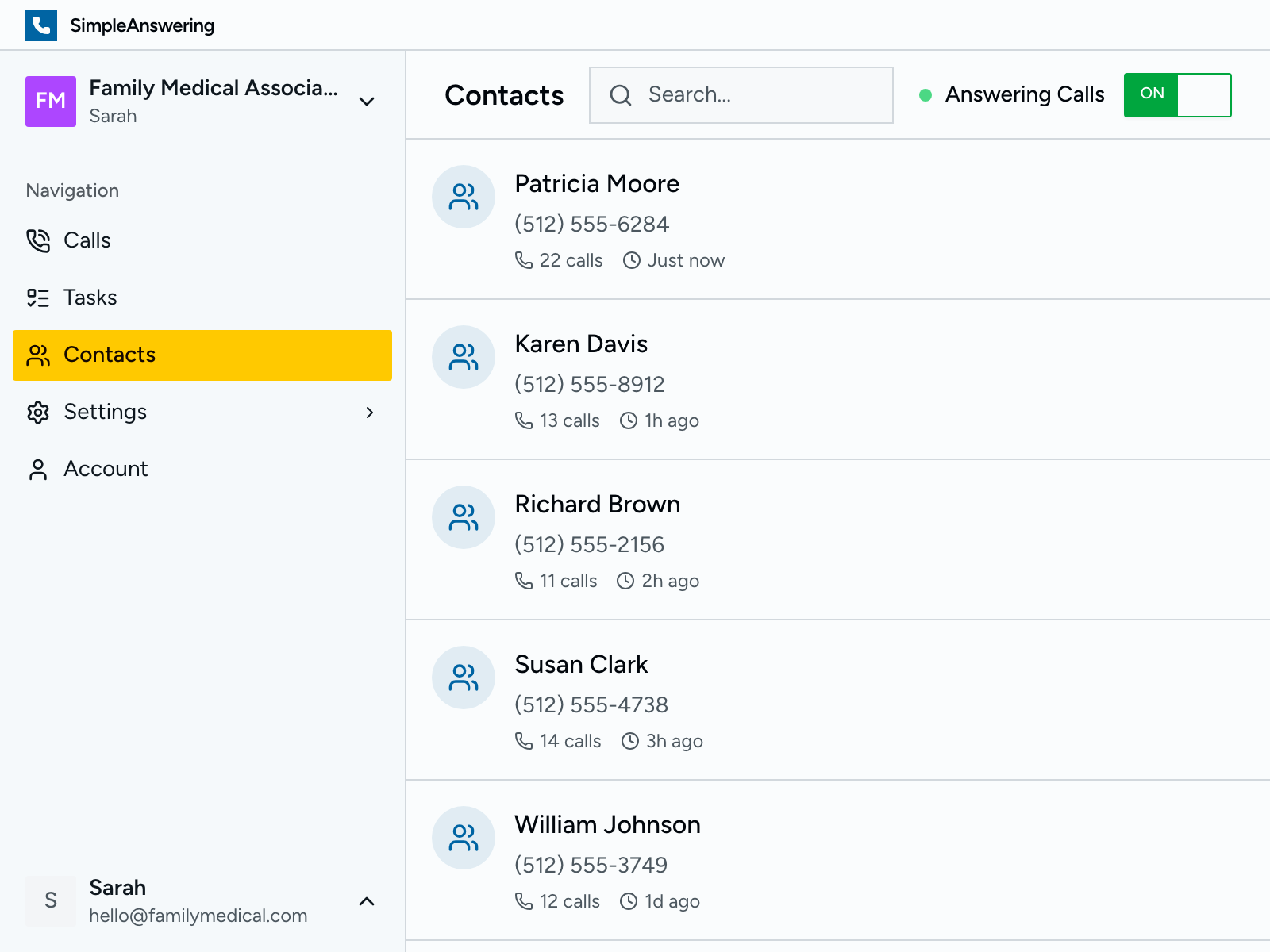 Detailed view of a patient call with summary and transcript