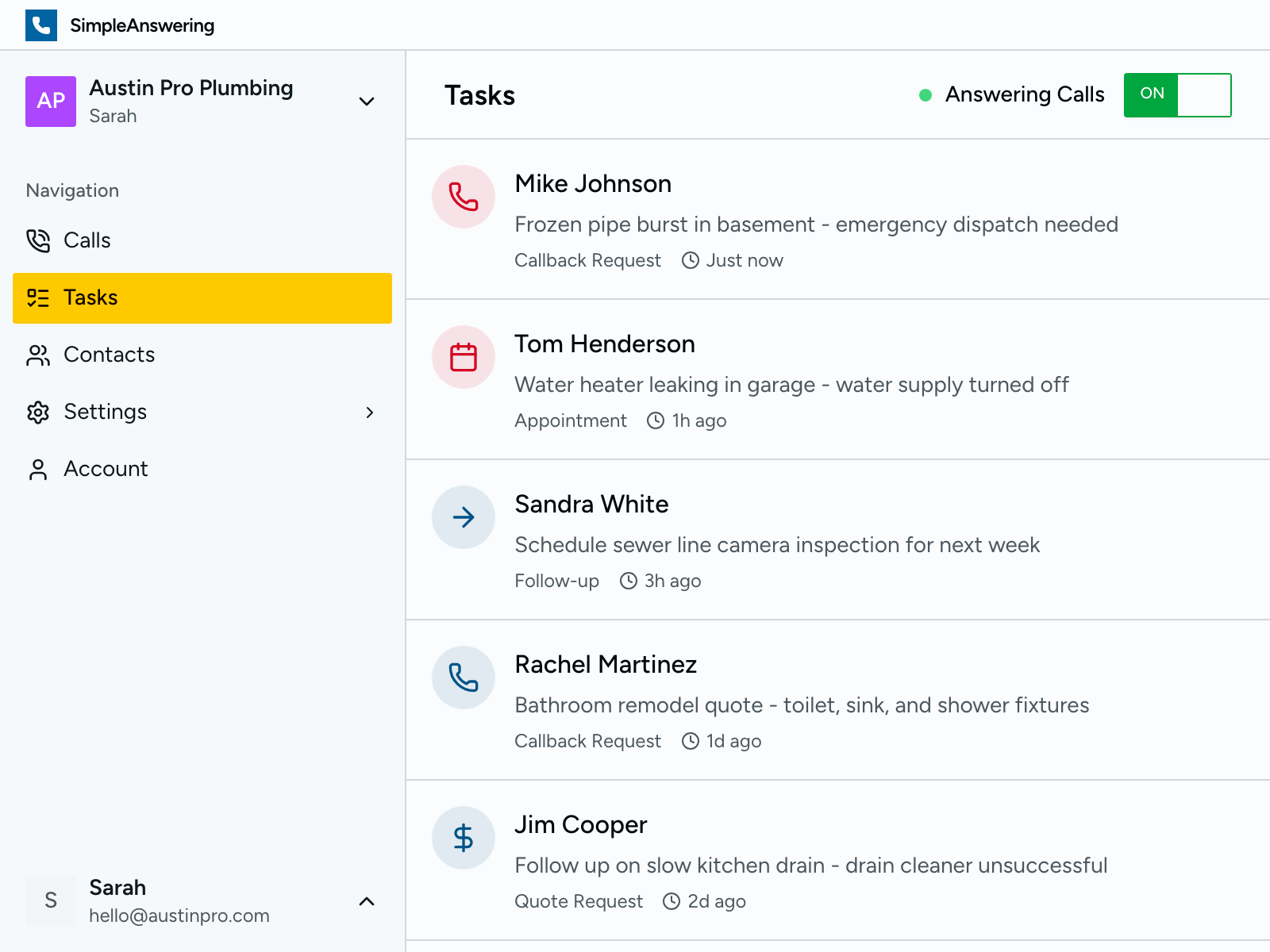 Action items with urgency flags