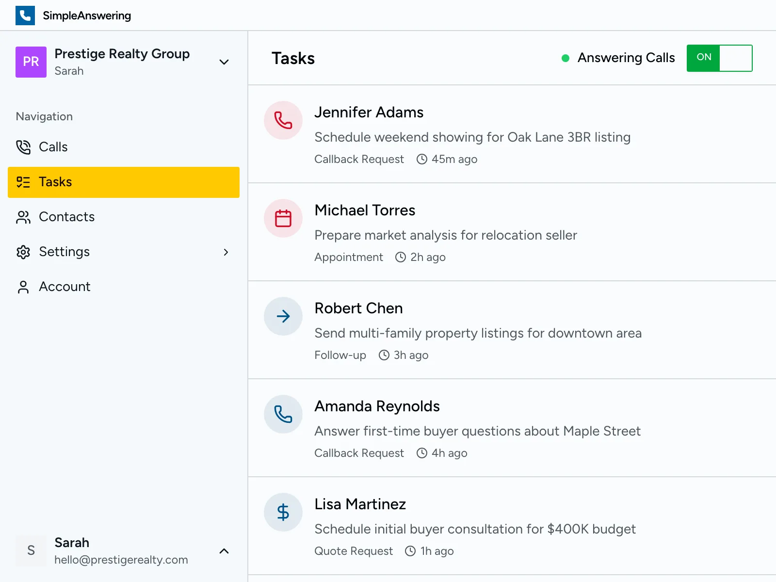 Task management for follow-ups and actions