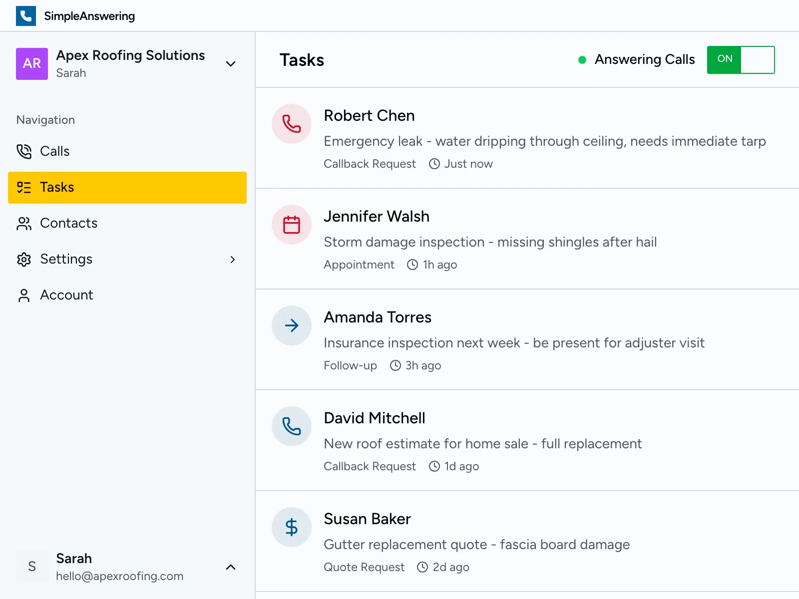 Action items with urgency flags