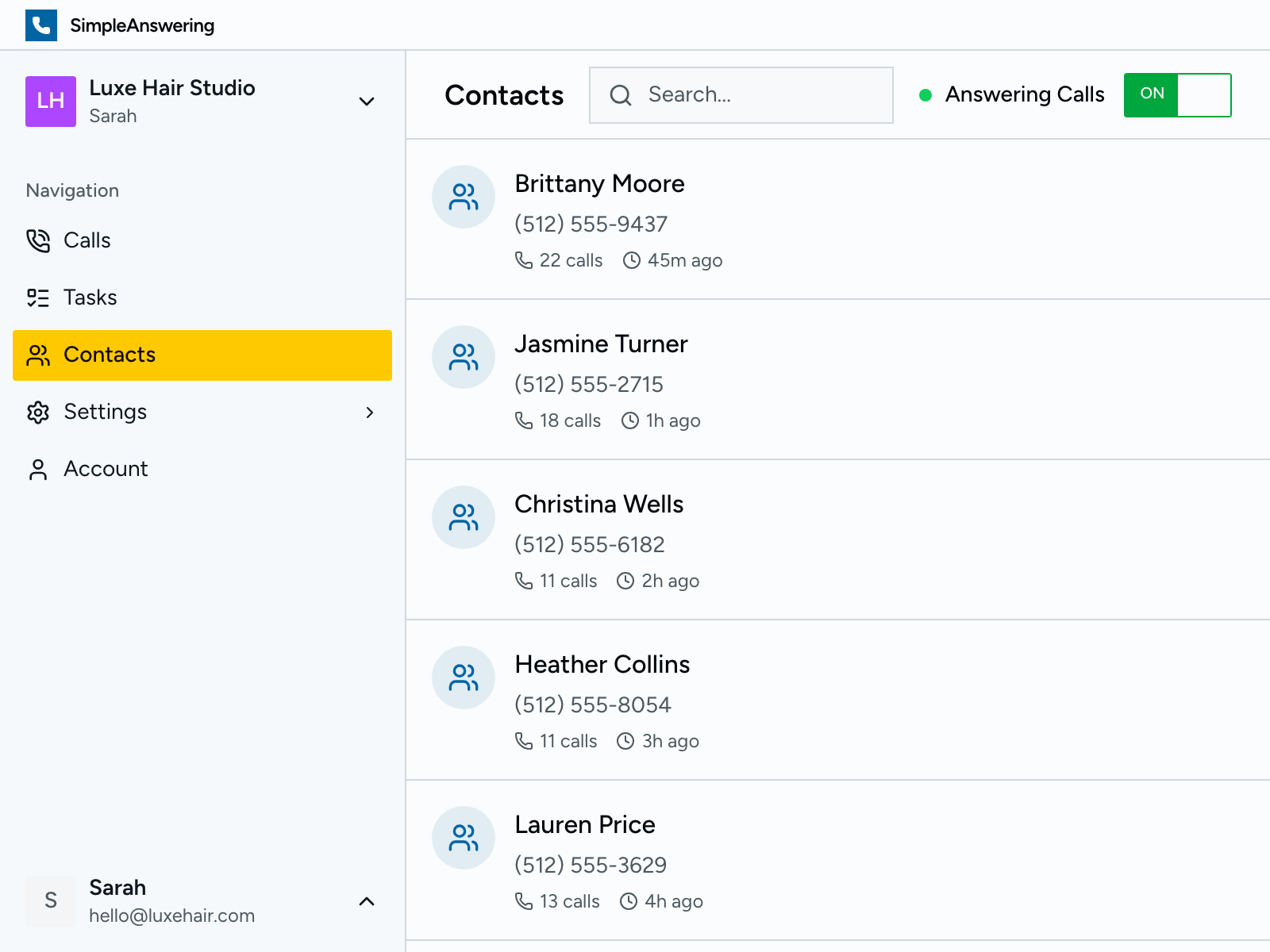 Detailed view of a booking request with client information and service preferences