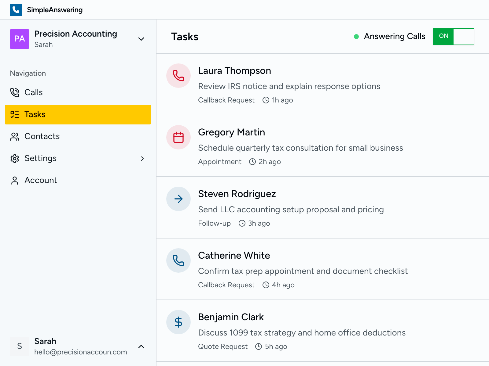 Action items with urgency flags