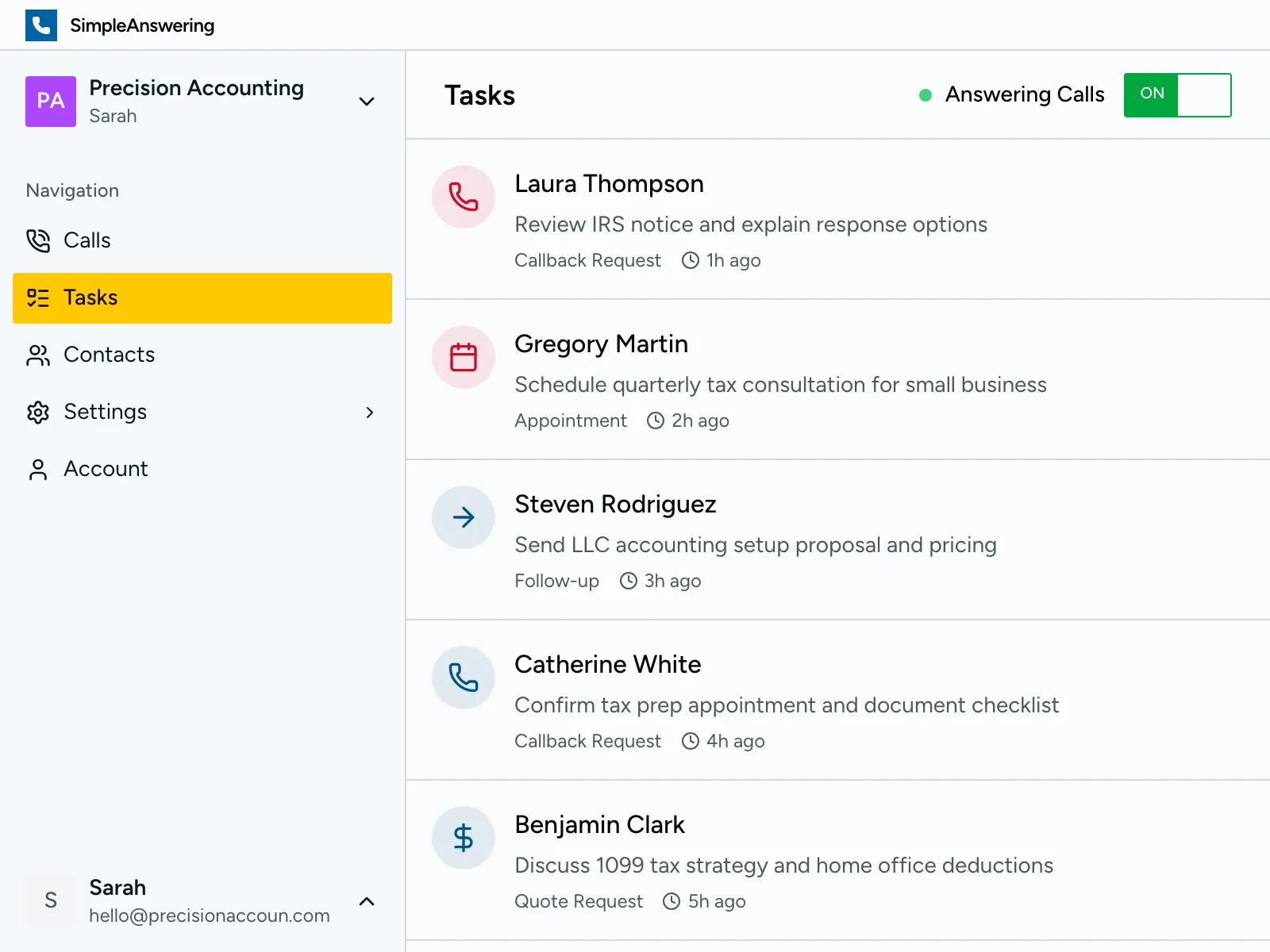 Action items with urgency flags