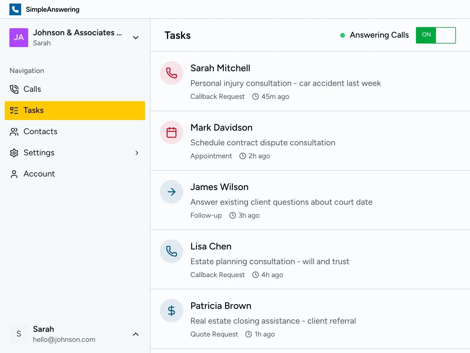 Action items with urgency flags